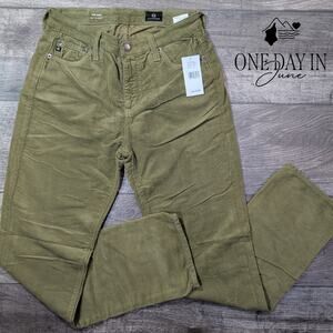 AG Adriano Goldschmied The Mari High Rise Straight Corduroy Olive NWT Size 4
